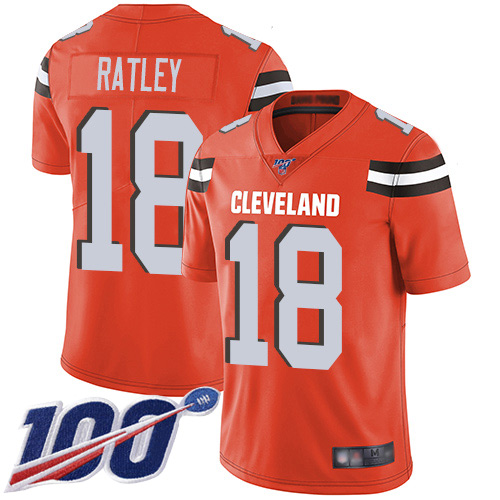 Cleveland Browns Damion Ratley Men Orange Limited Jersey #18 NFL Football Alternate 100th Season Vapor Untouchable